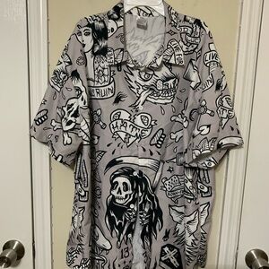 Edgy Graphic Print Men's Casual Shirt- RUNS SMALLER THAN SiZE